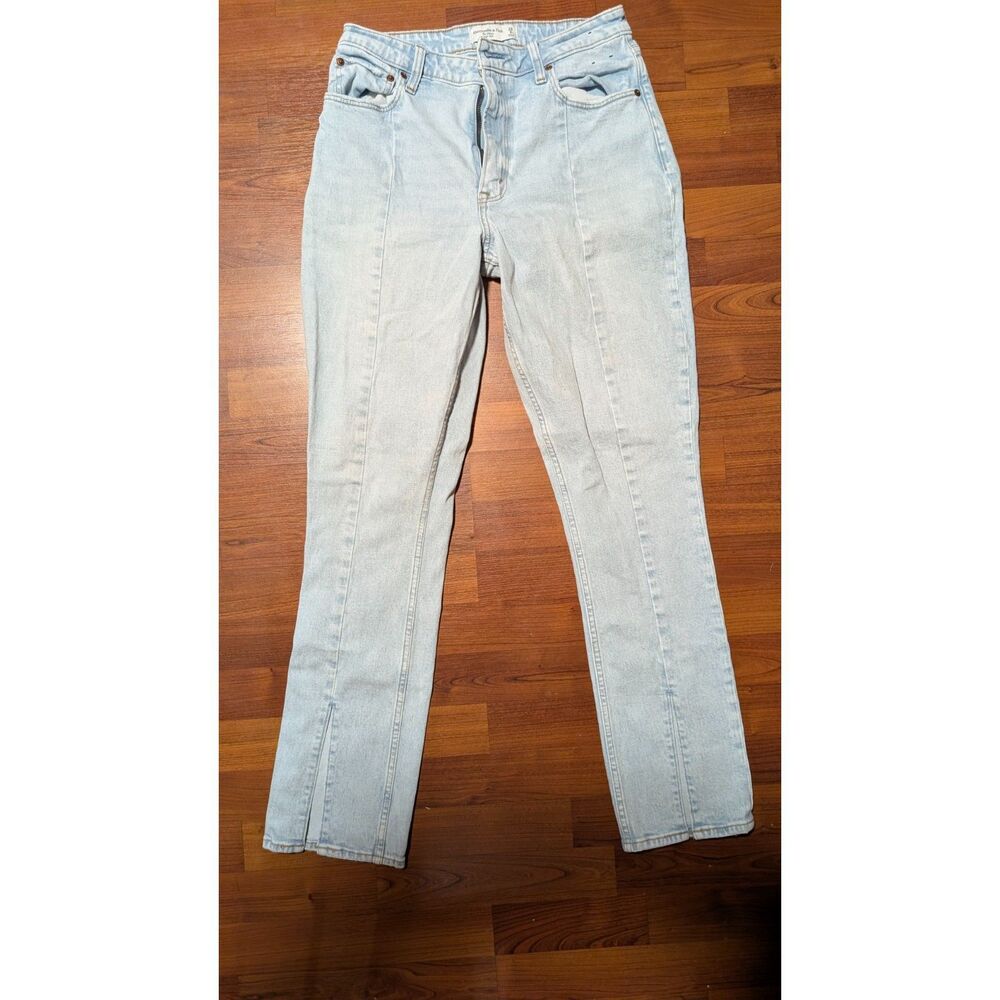 Abercrombie Curve Love 28 6R Light Wash Split Hem Front Seam Jeans Y2K